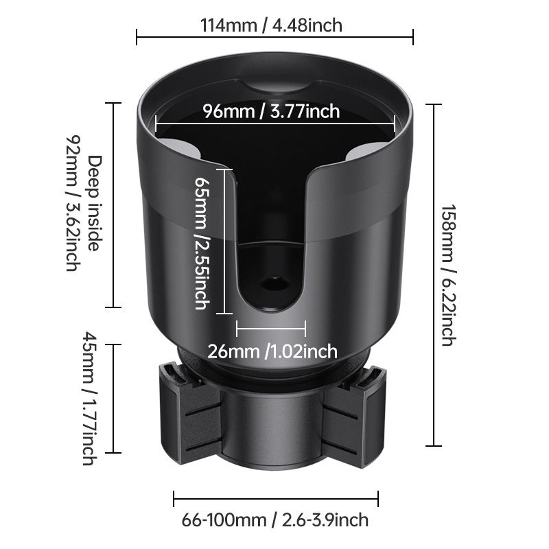 Fitop A13133 Universal Black Adjustable Car Cup Holder Expander Adapter for Coffee Water Bottles