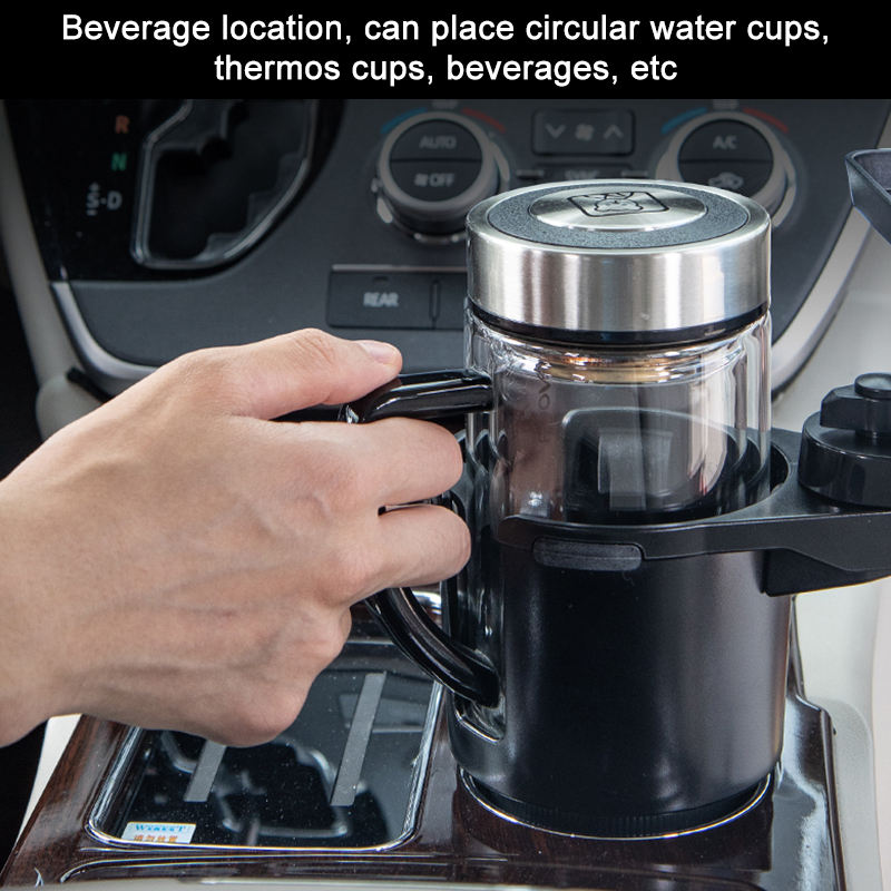 Adjustable 2-in-1 Car Cup Holder Tray - Fitop A13134 | Multi-functio<i></i>nal 360° Rotation Organizer