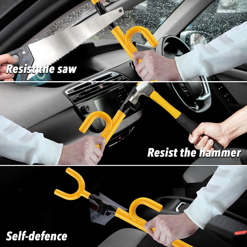FITOP A13105 Security Vehicle Anti Theft U Type Car Steering Wheel Lock - 3 Keys Included